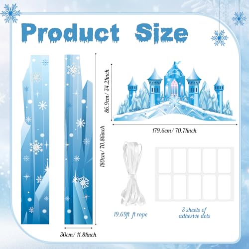 Tiamon Winter Wonderland Door Decorations Snow Castle Porch Banners Archway Ice Snowflake Hanging Door Banner Backdrop for...