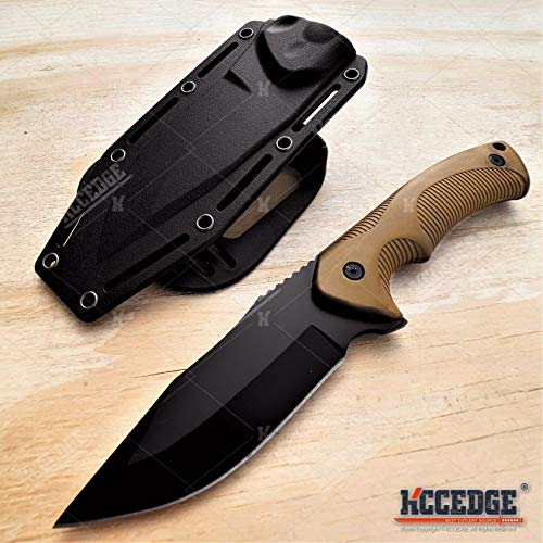 KCCEDGE BEST CUTLERY SOURCE Tactical Knife Hunting Knife Survival Knife 9" Full Tang Fixed Blade Knives Camping Accessorie...