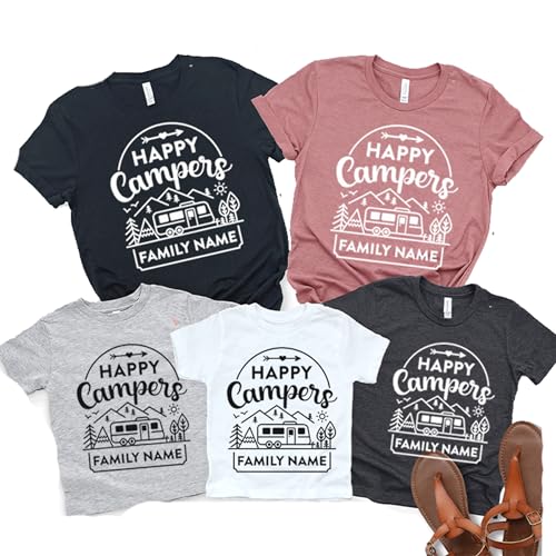 Custom Happy Camper, Personalized Name Camper, Camping Crew, Camp Matching, Camp Custom, Camping Family Trip