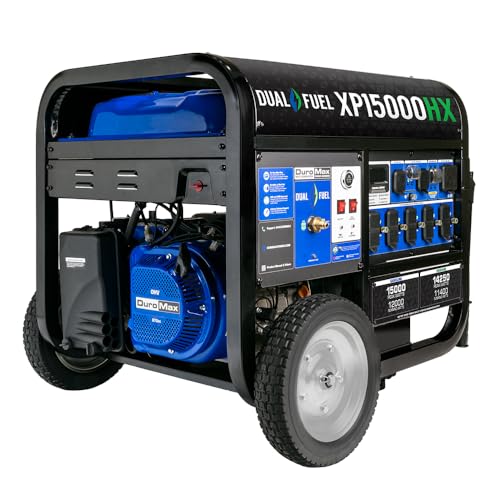 DuroMax XP15000HX 15,000-Watt Dual Fuel Portable Generator - Gas & Propane, Remote Electric Start, Whole Home Power Backu...