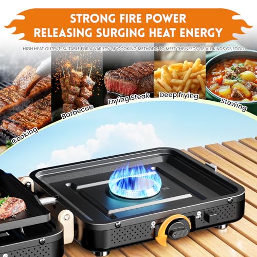 AFFLUENT 2 Burner Propane Camping Stove with Grill and Storage Bag- A Must - Have Camp Stove Propane! Foldable, Featuring ...