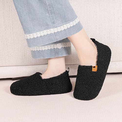 House Slippers for Women Men Lightweight Memory Foam House Shoes Warm Closed Back Slippers with Soft Fleece for Indoor Out...