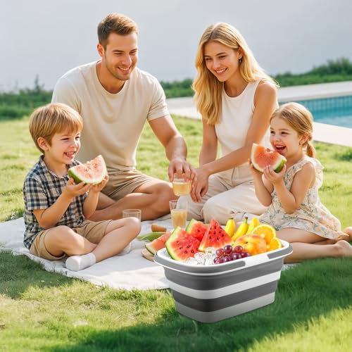 2 Pcs Collapsible Ice Buckets for Parties, Foldable Beverage Tub, Large Ice Buckets Drink Cooler for Wine/Beer/Champagne, ...