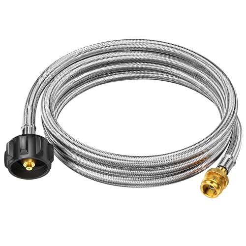 8ft Propane Hose Connects 1LB Portable Grill/Heater to 20lb Propane Tank, for Buddy Heater, Q Series Travel Grill/17&22” G...