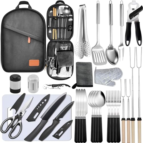 Bsotas Camping Cooking Utensils Set - Camping Utensil Set Car Camping Cooking Essentials Gear for Camp Kitchen Cooking and...