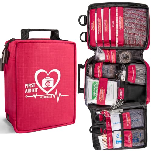 First Aid Kit, Trauma First Aid Kits with Labelled Compartments Molle System, Professional Emergency Kits for Home, Offic...