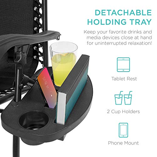 Best Choice Products Set of 2 Adjustable Steel Mesh Zero Gravity Lounge Chair Recliners w/Pillows and Cup Holder Trays - B...
