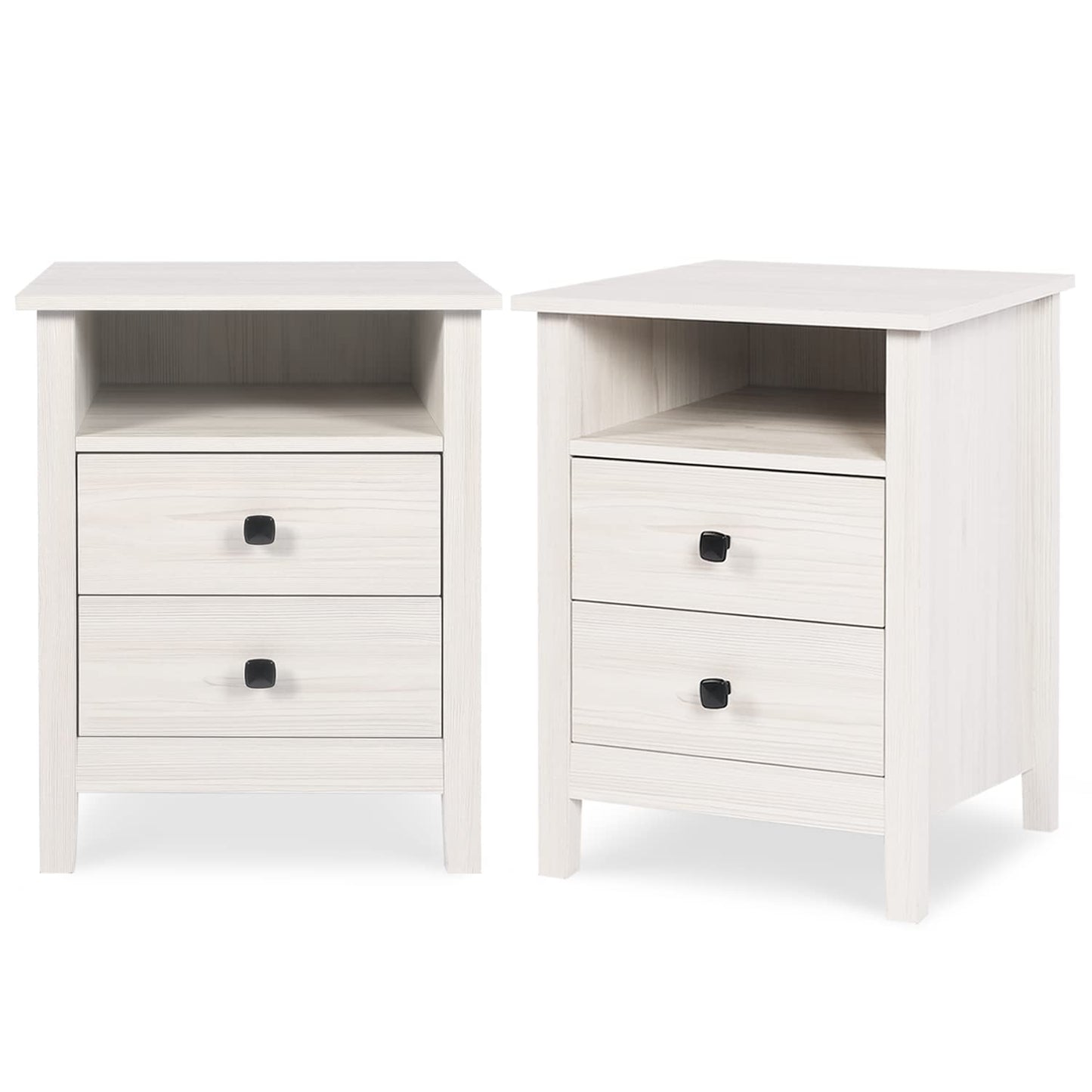 Vikiullf Dresser and Nightstand Set - 3 Pieces Bedroom Set with 7 Drawers Chest and 2 Drawer Night Stands, Wooden Storage Cabient for Bedroom, White Wood Grain