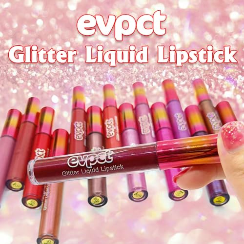 evpct 1Pcs Taupe Mauve Glitter Metallic Shimmer Diamond Lipstick Lip Gloss Stain Set for Women Long Lasting Waterproof, Ma...