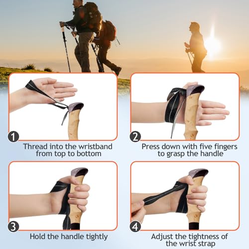 2Pcs Aluminum Collapsible Ultralight Travel Trekking Hiking Pole, Folding Adjustable Walking Sticks with Cork Handle & Tip...