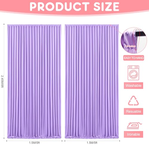 Asee'm 10x8FT Lavender Purple Backdrop Curtains for Parties, Polyester Photo Fabric Curtain Backdrop Drapes for Birthday W...