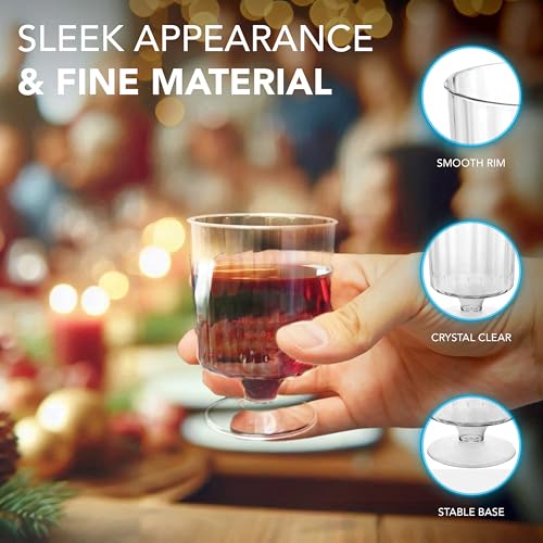 Party Essentials 5 OZ Mini Clear Plastic Dessert Parfait Cup for event Small Round Serving Goblet Wine Shot Disposable Fru...