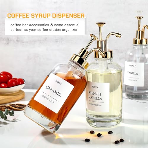 MHDCLY Coffee Bar Accessories, Coffee Syrup Dispenser - 4pack,16.9oz Syrup Dispenser with Labels,Syrup Pump Dispenser for ...