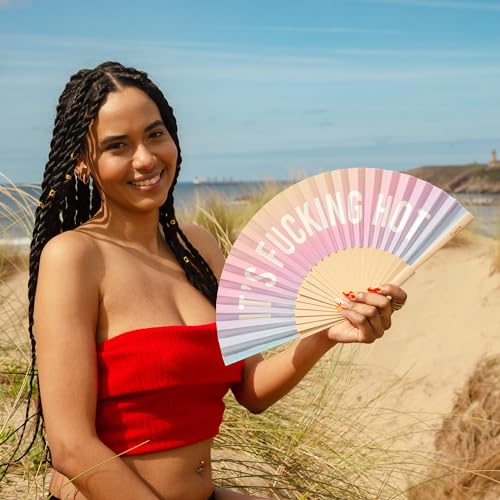 Fisura – Gradient and solid folding fans with messages. Wooden fans for women for weddings, parties and gifts. 16.7 x 9 inch