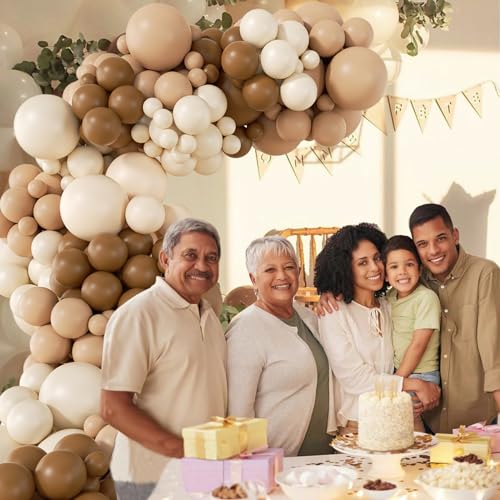 140Pcs Netural Balloon Garland Arch Kit, 5 10 12 18inch Brown Beige Nude Tan Balloons for Birthday Party Netural Bear Baby...