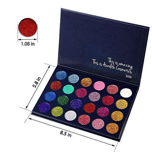 Aolailiya 24 Color Pressed Glitter Eyeshadow Palette - Mineral Ultra Shimmer Makeup Palette Eye Shadow Powder Long Lasting...