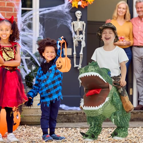 One Casa Inflatable Costume Dinosaur Riding T Rex Air Blow up Funny Party Halloween Costume for Kids