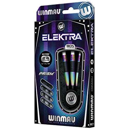 WINMAU Elektra 90% Tungsten Darts with Prism Flights and Vecta Shafts (Stems) Steel Tip & Soft Tip