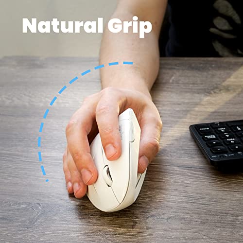 Perixx PERIMICE-713W Wireless Ergonomic Vertical Mouse - 2.4G Spec with USB Receiver - On/Off Switch - 6 Buttons Right Han...