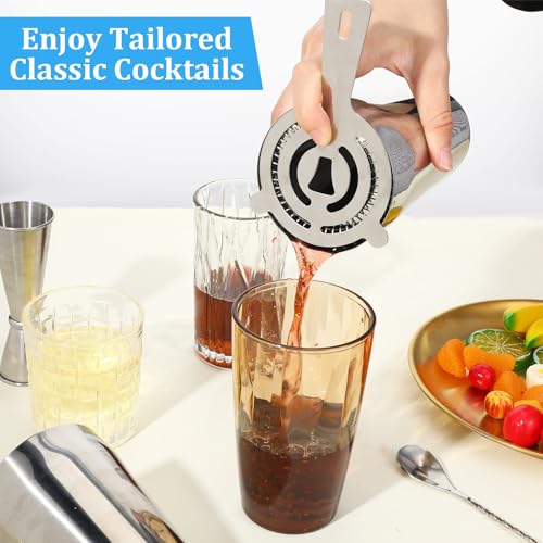 Professional Cocktail Shaker, Professional 5-Piece Bartender Kit with Boston Shaker, Hawthorne Strainer, Double Measuring ...
