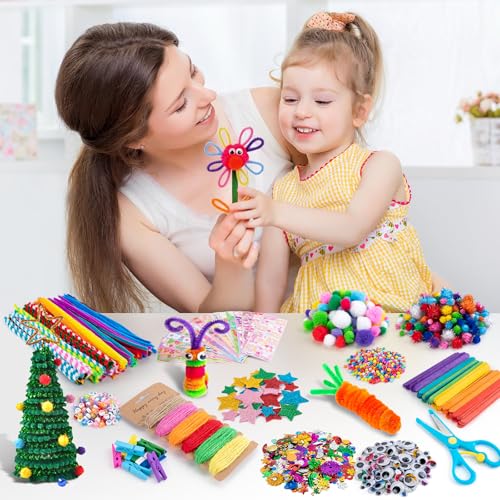 Sundaymot Arts and Crafts Supplies for Kids, 2000+Pcs DIY Craft Kits, Ages 6-10, Educational Preschool and Homeschooling A...