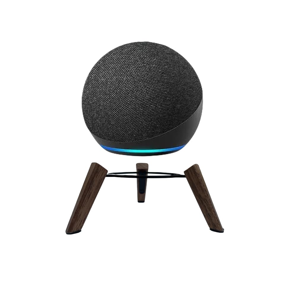 Real Wooden Tripod Stand for Alexa Echo Dots (4th Gen)(5th Gen), Wood Stand Holder with Metal Frame and Silicone pod Feets Secure Stable Wooden Mount Holder for Echo Dot Accessories (only Stand) -Like New