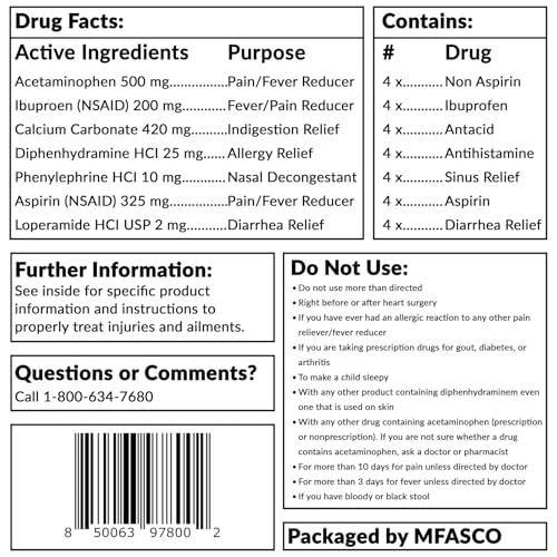 First aid Kit Refill Supplies Medication Pack for Refilling Small Kits or Traveling