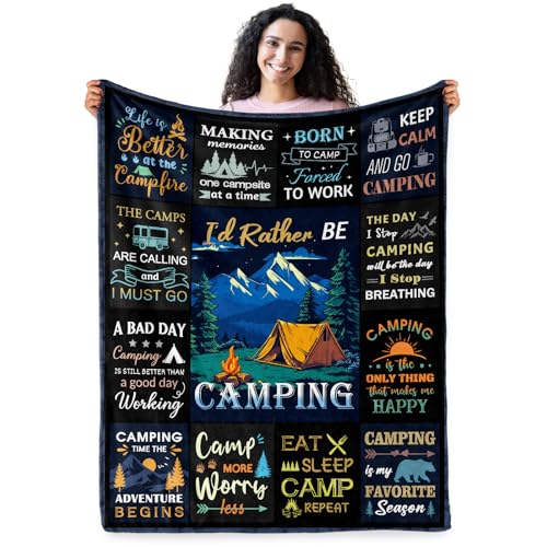 Camping Gifts for Women Men, Camping Blanket, Camper Decor, Camping Essentials Soft Throw Blanket for Couch Bed Sofa 60" X...