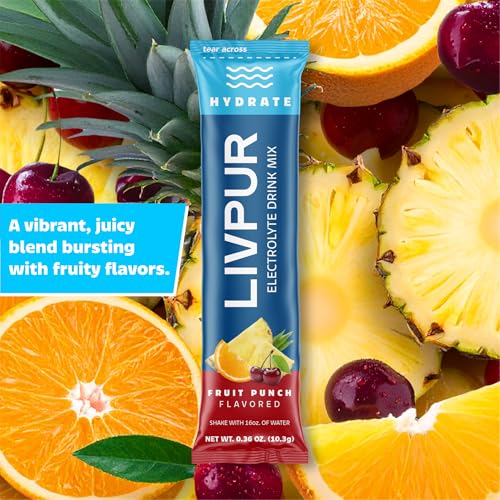 LIVPUR Electrolyte Drink Mix, Instant Hydration Powder with Vitamin C, B6, B12 & Essential Amino Acids for Muscle Support...
