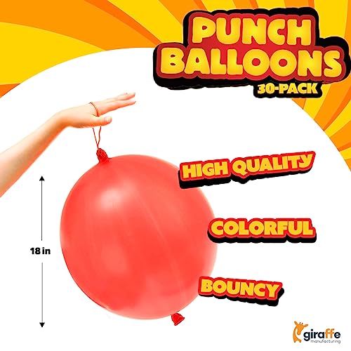 Giraffe 30 Pack Punch Balloons Valentines Party Favors for Kids- 18 Inches Large Thick Latex Neon Rubber Heavy Duty Balloo...