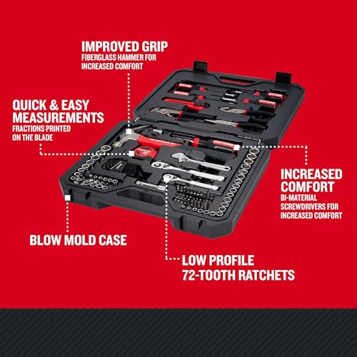 CRAFTSMAN 102-Piece Tool Kit for Home and Car, Durable Hand Tools Set with SAE and Metric Socket Set, Screwdrivers, Wrenc...