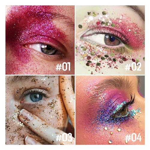 KYDA Body Glitter Stick, Chunky Glitter Gel for Face Body Hair, Sparkling Holographic Mermaid Sequins Paint, Waterproof Mu...