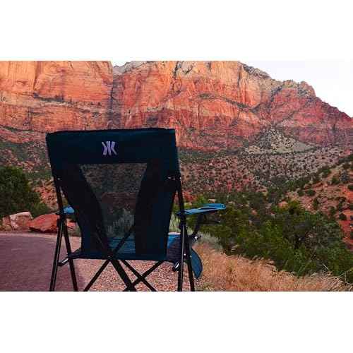 Kijaro Dual Lock Folding Camp Chair - Versatile Sports Chair With Locks Position for Outdoors - Cayman Blue Iguana