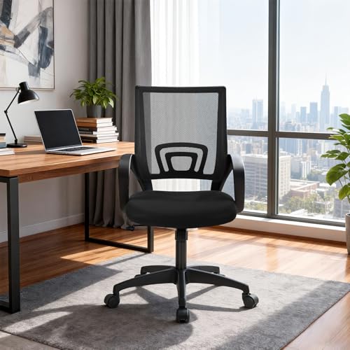 BestOffice | Ergonomic Office Chair | Mid-Back Swivel Desk Chair | Breathable Backrest & Lumbar Support | Adjustable Heigh...