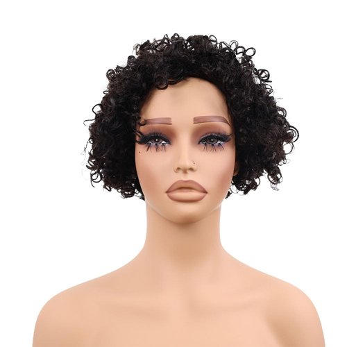 BIG G HAIR 10 inch Curly Pixie Cut Vietnamese Human Hair Wig Pre Plucked, Wear and Go Lace Bob Wig Human Hair 180% Density, Glueless Wig Human Hair with Baby Hair
