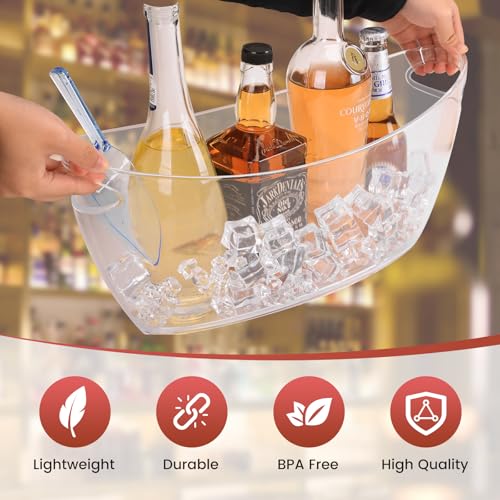 2-Pack Clear Ice Bucket Set – Beverage Tub & Champagne Bucket,Perfect for Mimosa Bar Supplies,Ice Buckets for Parties,and ...