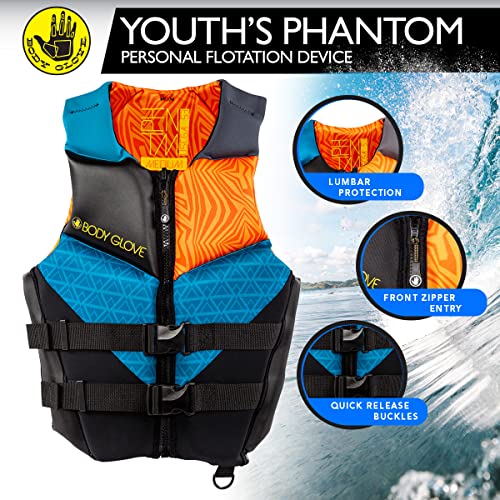 Body Glove Phantom Youth USCGA PFD Life Vest-ORG/BLU-Youth