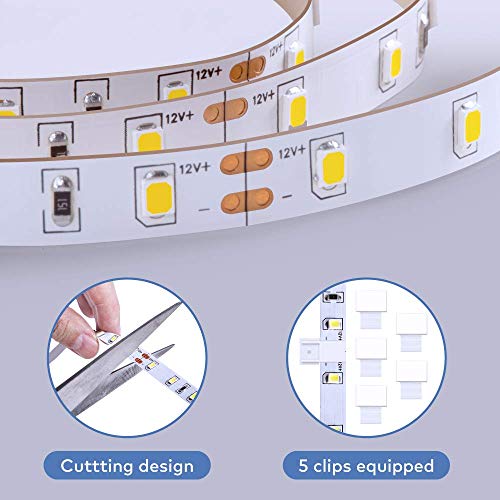 Govee 32.8ft White LED Strip Lights, 6500K Dimmable LED Light Strip with Control Box, Bright 600 LEDs, Daylight White Ligh...