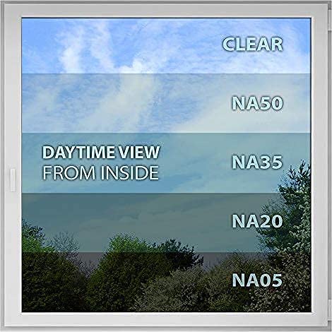 BDF NA20 Window Film Daytime Privacy and Sun Control Natural Black 20 (Dark) - 36in X 12ft