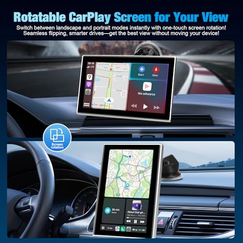 7" Portable Wireless CarPlay Screen for Car – Apple CarPlay & Android Auto, HD Touch Screen Car Stereo, Bluetooth, GPS Nav...