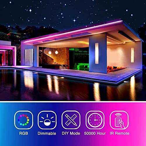 phopollo 65.6FT Led Lights for Bedroom, 5050 Color Changing Led Strip Lights with 44-Key Remote and 12v Power Supply, Led ...