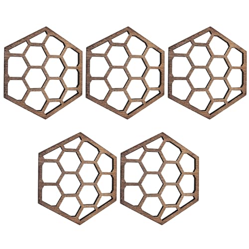 ULTECHNOVO Wooden Coasters Mug Mats Set 5Pcs Honeycomb Design Absorbent Cup Placemats Kitchen Table Protection Home Supply...