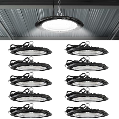 Sunco 10 Pack UFO LED High Bay Light, 150W, 19500 Lumens, 6000k Ultra Bright Commercial Shop Lights for Warehouse, Factor...