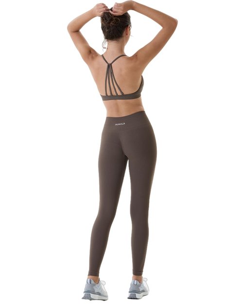AUROLA Power Workout Leggings for Women 3 Pieces Pack Set Ribbed Thick Seamless Scrunch Active Pants,Black/Dark Grey/Chestnut Brown,M