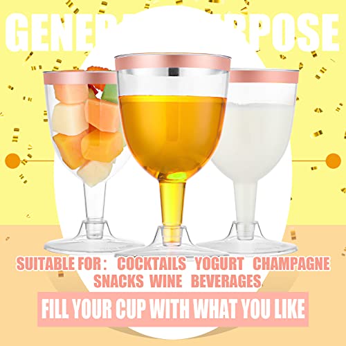 Thenshop 50 Pack 5 oz Plastic Champagne Flutes Clear Disposable Wine Glasses Cups with Stem Reusable Goblets Shatterproof ...