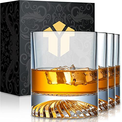 OPAYLY Whiskey Glasses Old Fashioned Glasses Set of 4 12oz Rocks Glasses Gift for Men Women Drinking Bourbon Scotch Cockta...
