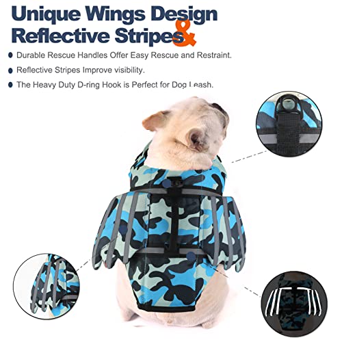Petglad Dog Life Jacket, Wings Pet Life Vest, Reflective Dog Flotation Swim Vest with Handle and Chin Float for Boating Su...