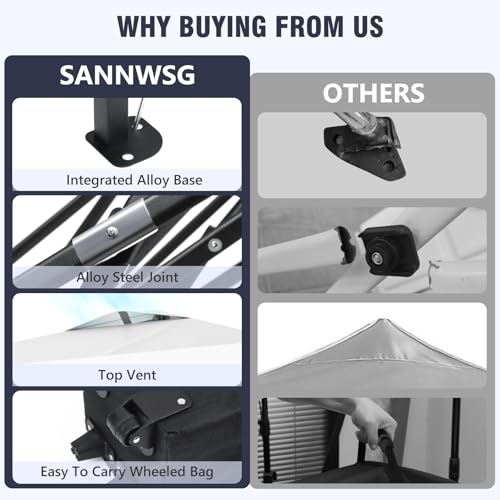 8X8 Pop Up Canopy Tent,Removable Pockets Sidewall for Extra Storage,Easy Up Canopy,Heavy Duty One Person Set Up Event Ten...