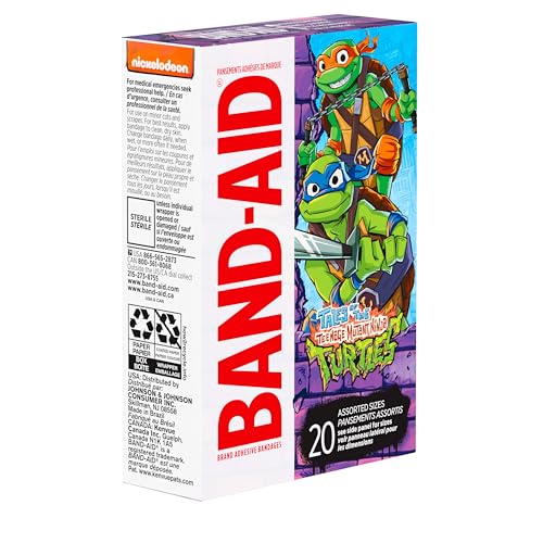 BAND-AID Brand Adhesive First Aid Bandages for Minor Cuts & Scrapes, Wound Care Featuring Nickelodeon TMNT Characters, Fun...