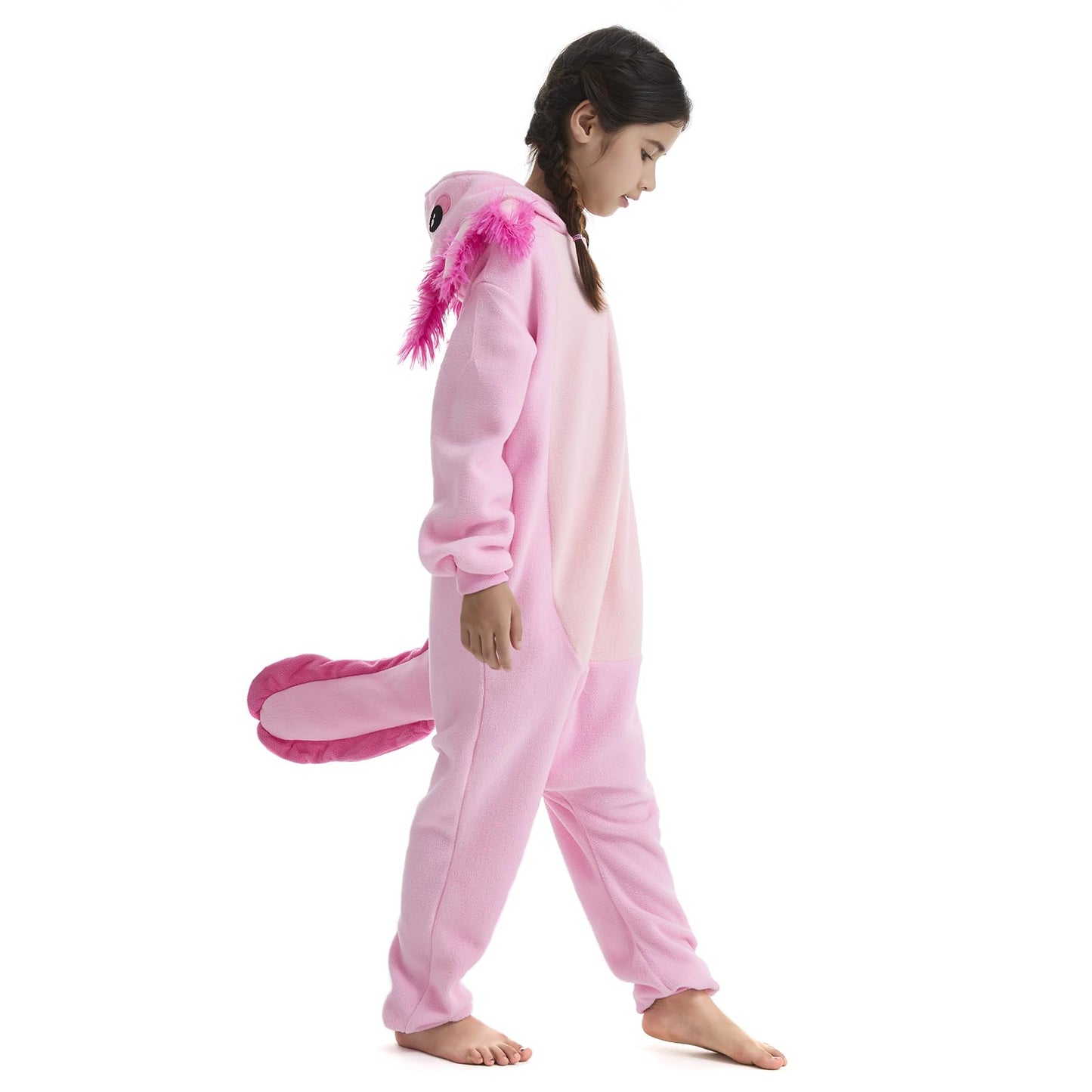 OGU' DEAL Kid's Pink Animal Onesie Costume Halloween Party Cosplay One Piece Jumpsuits Fleece Sleepwear for Girls